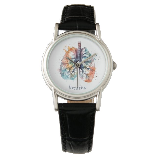 Montre Poumons, respirer comme un arbre, personnalisable (devant)