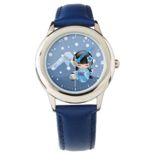 Montre Poupée Kokeshi d'hiver - Blue Mountain Geisha Girl