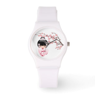 Montre Poupée Kokeshi Kimono Rose Mignonne