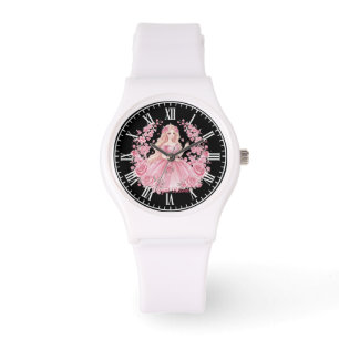 Montre Poupée Princesse Rose Élégante Femme Fleur de Ceri