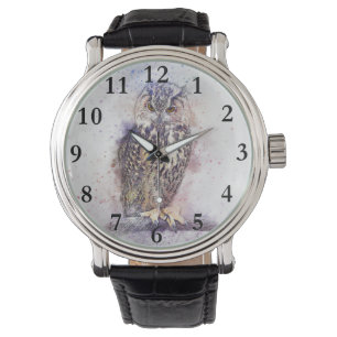 Montre pour aquarelle de hibou
