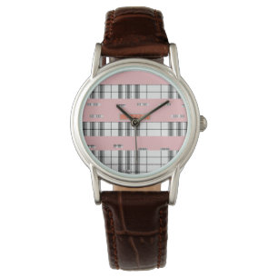 Montre pour femmes à carreaux noir et blanc Chic M