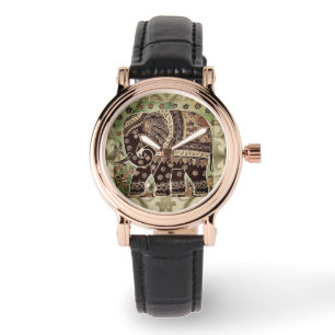 Montre pour femmes de style antique en batik éléph