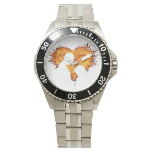 Montre pour homme à flamme de cœur (devant)