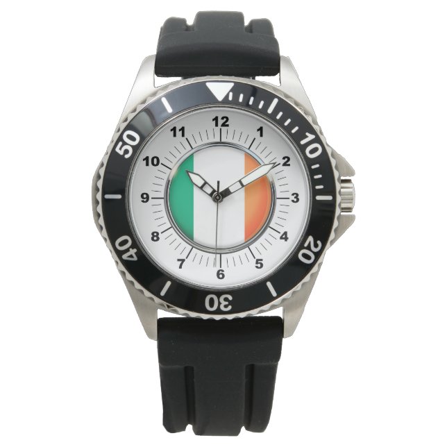 Montre pour homme avec bracelet en caoutchouc noir (devant)