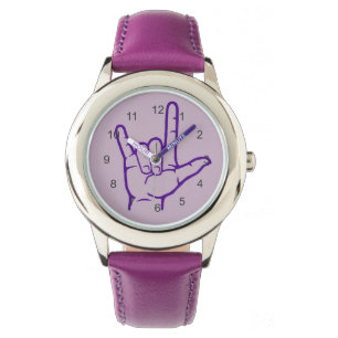 Montre pourpre d'ASL je t'aime