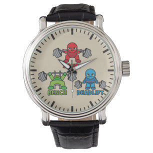Montre Powerlifting Kawaii - posture accroupie, banc à