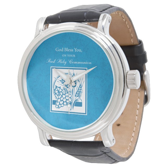 Montre Première Communion, Blé, Raisins Bleus (Incliné)
