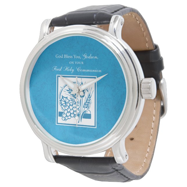 Montre Première communion de Godson, blé, raisins bleu (Incliné)