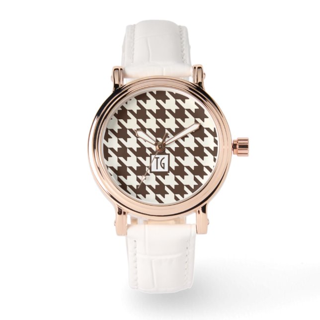 Montre Preppy Chic Houndstooth Monogramme Brown (Recto)