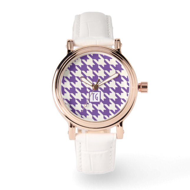 Montre Preppy Chic Houndstooth violet Monogramme (Recto)