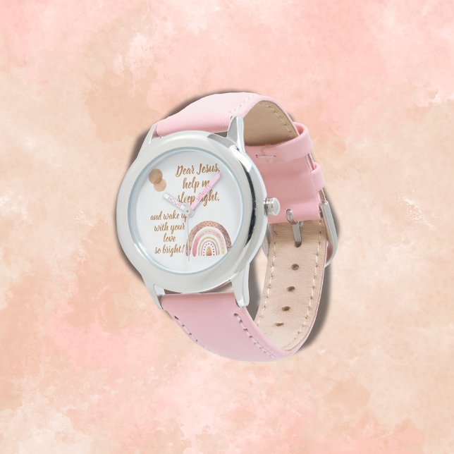 Montre Prière chrétienne pour enfants Brown & rose | (Créateur téléchargé)