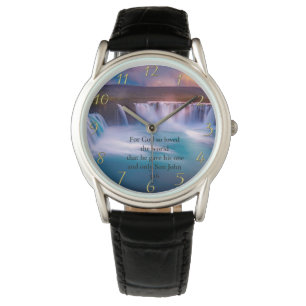Montre Prière de la foi chrétienne d'or Jean 3:16