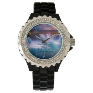 Montre Prière de la foi chrétienne d'or Jean 3:16