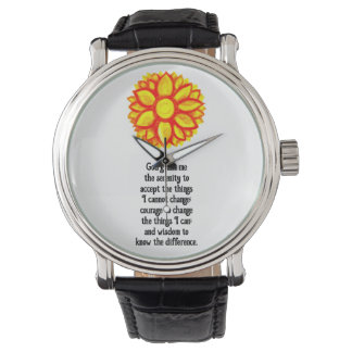 Montre Prière de Sérénité avec Fleur de Lotus Jaunes Roug