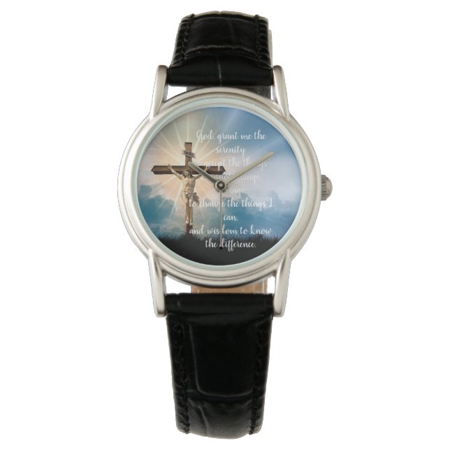 Montre Prière de sérénité avec Jésus sur Crucifix (devant)