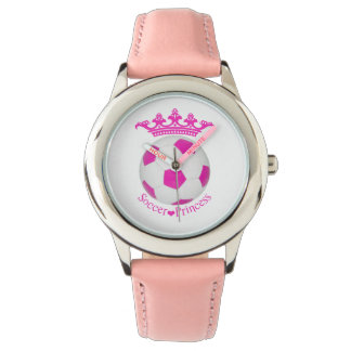 Montre Princesse de football, balle de football rose