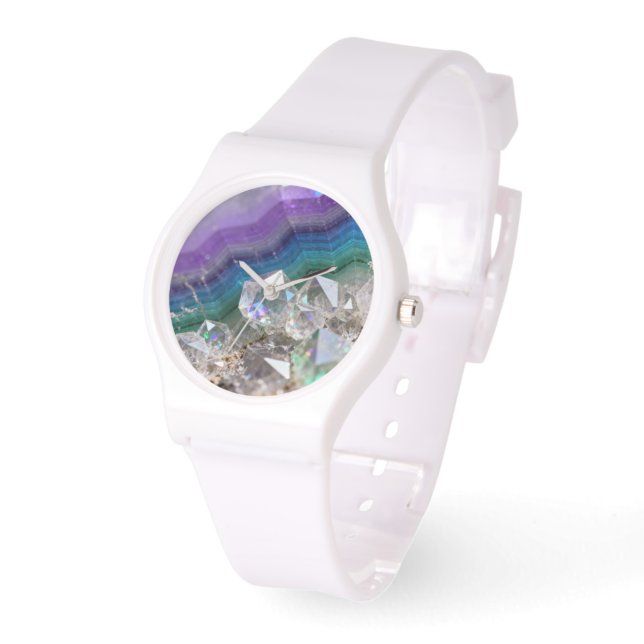 Montre Prismatic Quartz Fusion Vibrant Crystal Design (Angle)
