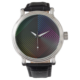 Montre Prisme de arc-en-ciel abstrait sur fond noir