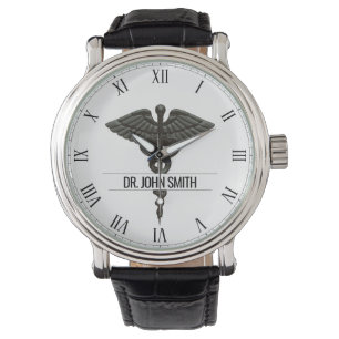 Montre Professionnel Médicale Caduceus Black White Hommes