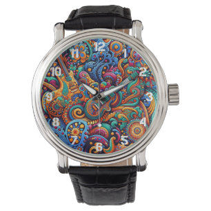 Montre Psychédélique Batik Guitare Art-Colorful Musique R