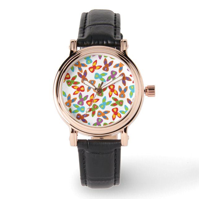 Montre Psycho Motif de Pâques coloré (Recto)