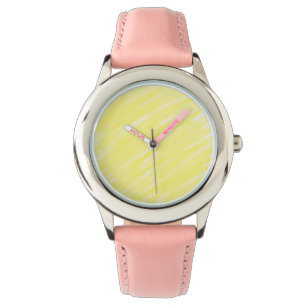 Montre publicité jaune pastel personnalisée couleur unie 