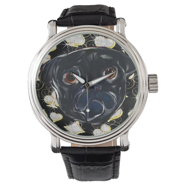Montre Pug noir  (devant)