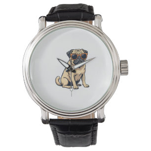 Montre Pug vintage faisant le dab avec des lunettes de so