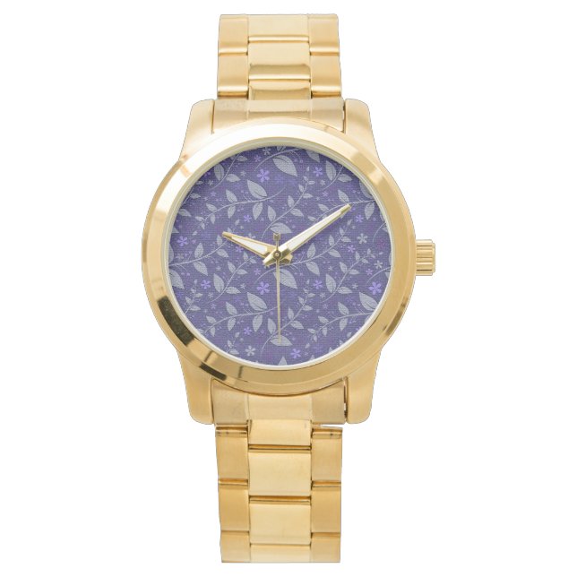 Montre Purple Moderne Élégant Populaire Floral (devant)