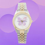 Montre Purple papillon Lupus guerrier<br><div class="desc">Regardez le visage avec mon illustration originale d'un papillon,  customisez avec votre propre message.</div>