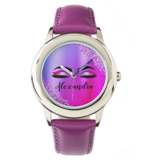 Montre Purple Pink Monogram Glitter Eyelashes (devant)