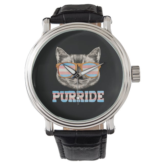 Montre Purride Cat Pride LGBT Transgenre Drapeau Transgen (devant)