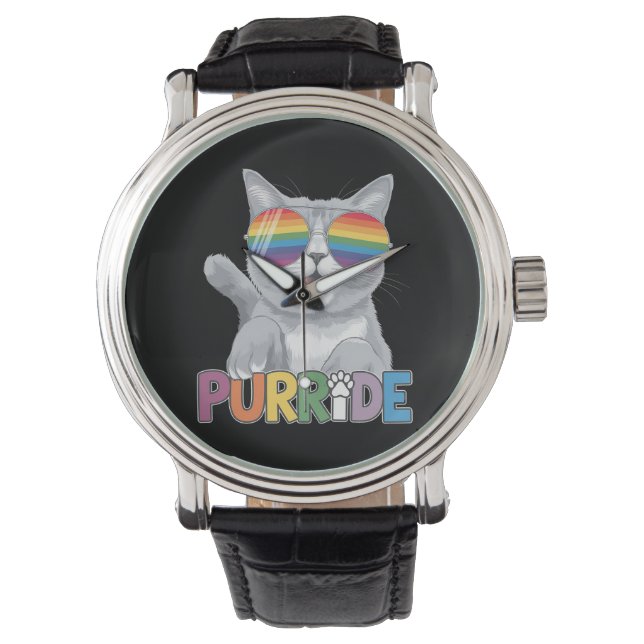 Montre Purride Chat Lunettes de soleil Gay pride Rainbow  (devant)