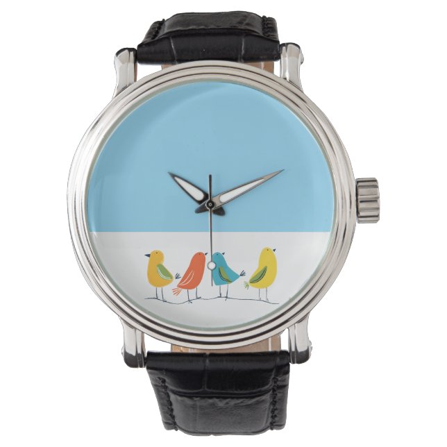 Montre Quatre oiseaux perchés sur une brindille (devant)