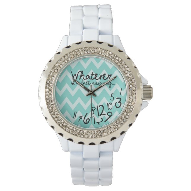 Montre Quoi qu'il en soit, je suis en retard - Turquoise  (devant)