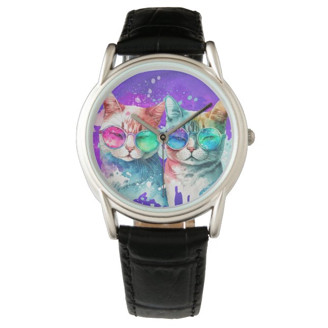 Montre Rainbow Cats Couple (devant)