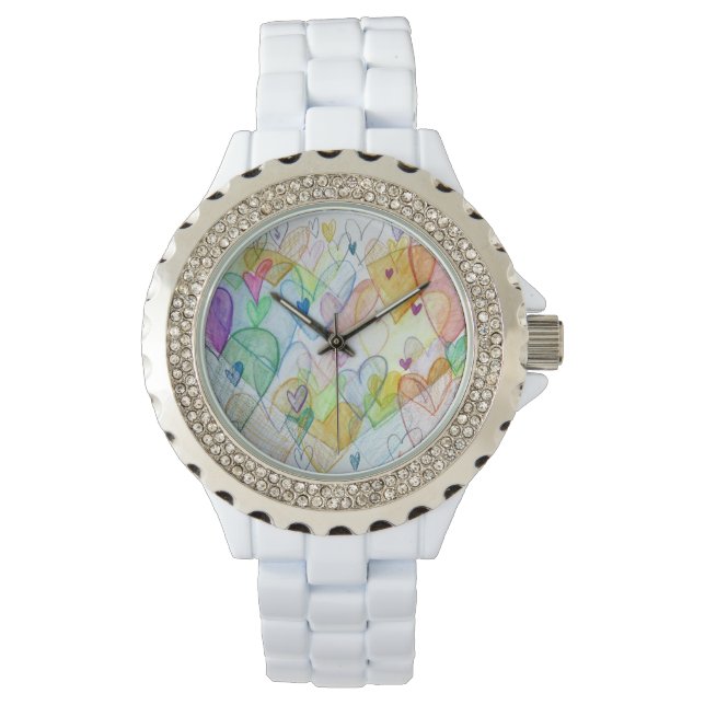 Montre Rainbow Community Hearts Custom Art Watch Design (devant)