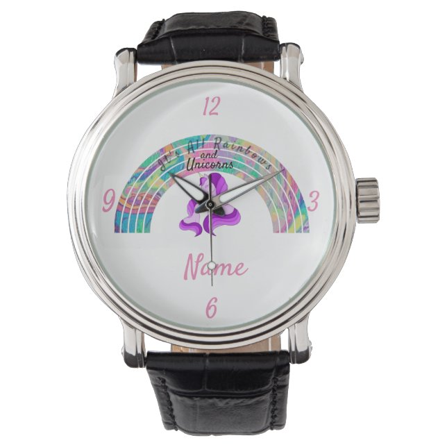 Montre Rainbows psychédélique et Unicorns Thunder_Cove (devant)