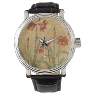 Montre Rangée d'amaryllis rouge