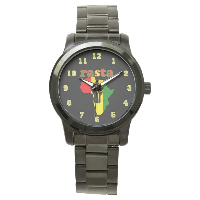 Montre Rasta, Black Power Fist over Africa (devant)
