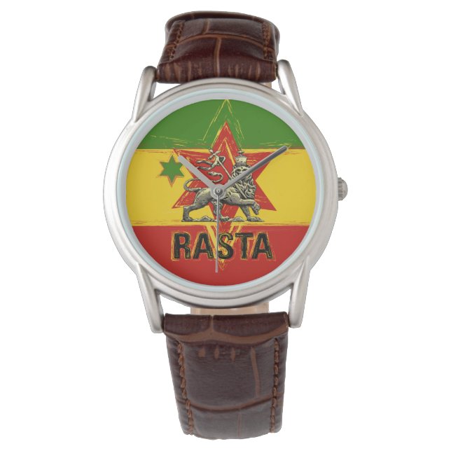 Montre Rasta Lion de Juda Rouge Or Vert Design (devant)