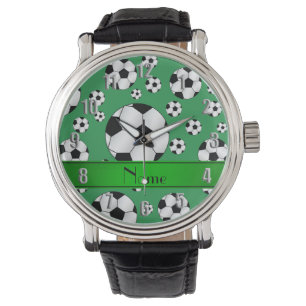 Montre Rayure verte d'amusement de ballons de football
