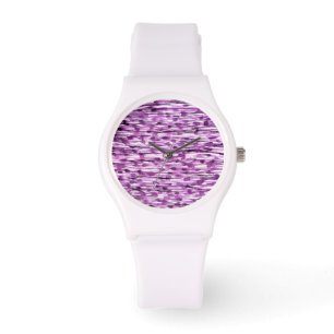 Montre Rayures Abstraites d'aquarelle violet