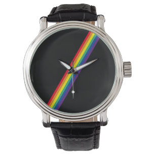 Montre Rayures arc-en-ciel minimes géométriques