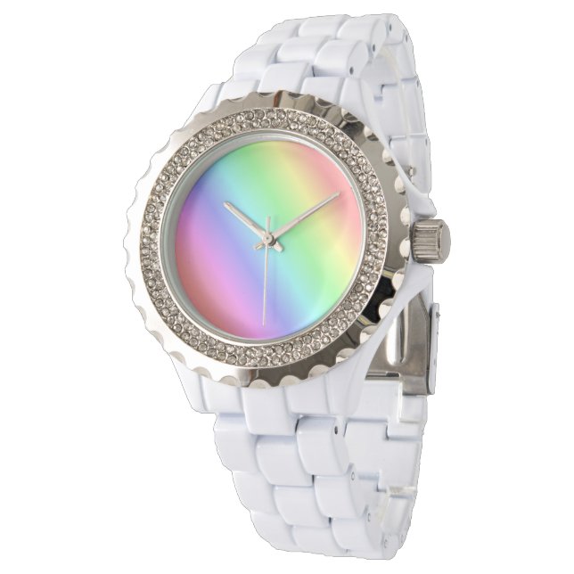 Montre Rayures arc-en-ciel vives (Incliné)