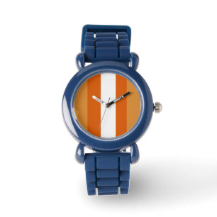 Montre rayures Brown, orange et blanches