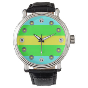Montre Rayures larges jaunes, vertes et bleues par Shirle