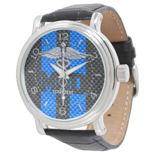 Montre Rayures personnalisées de carbone de caducée de