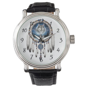 Montre Receveur rêveur avec l'arrière - plan de loup